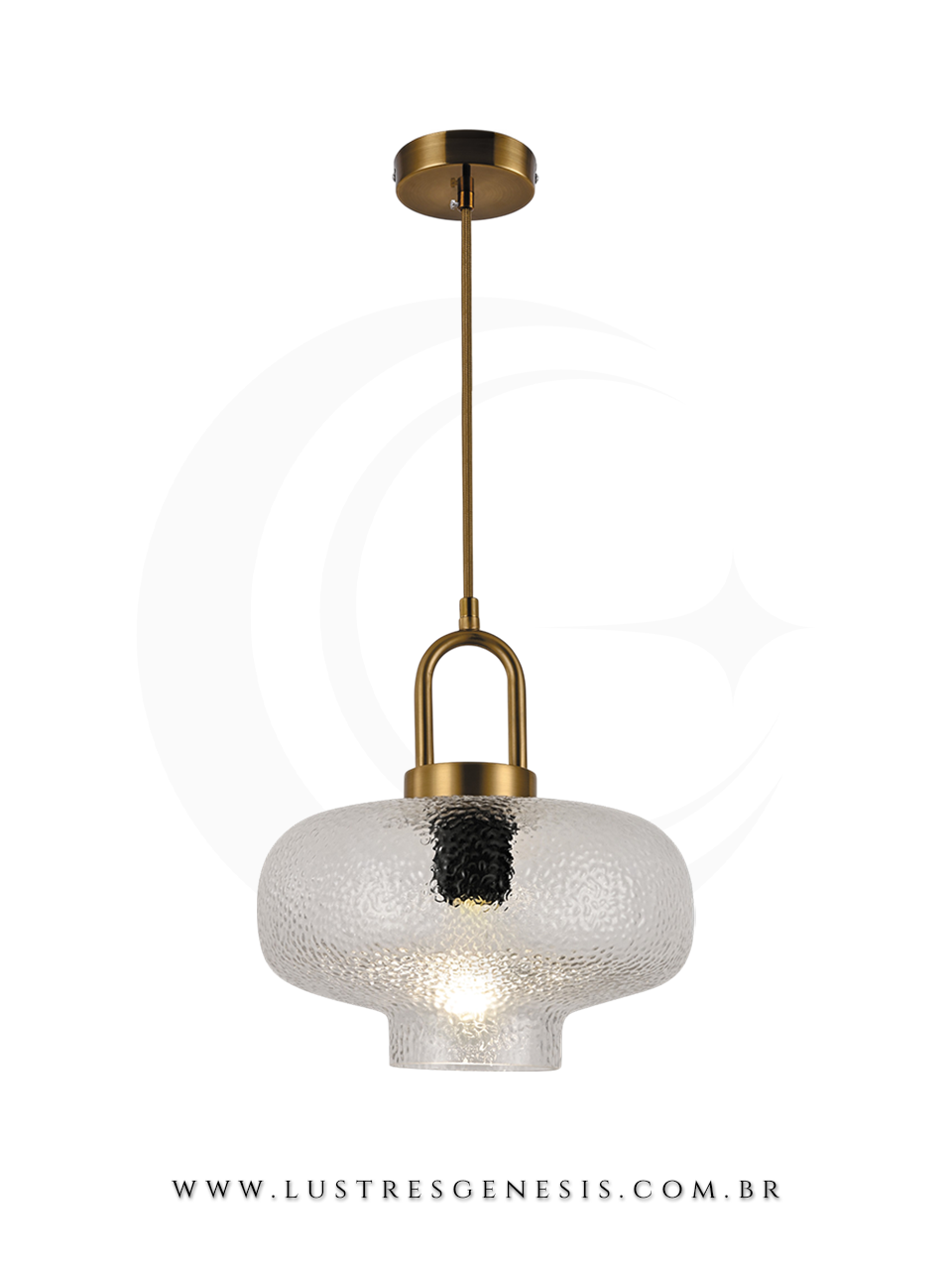 A Luminaria Pendente com acabamento em metal bronze e cupula de vidro transparente e ideal para renovar seu ambiente.